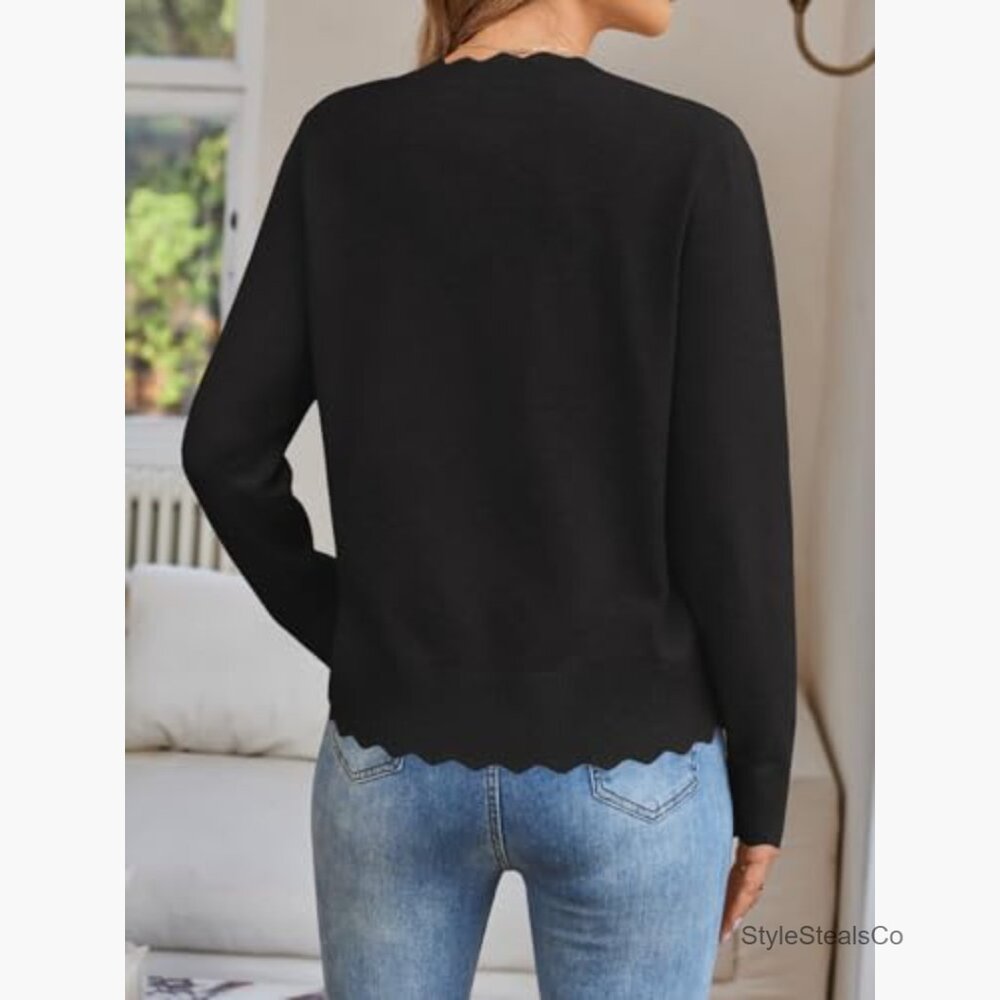 Large Lightweight Cardigan Sweater V-Neck Button Down Long Sleeve - Picture 4 of 6